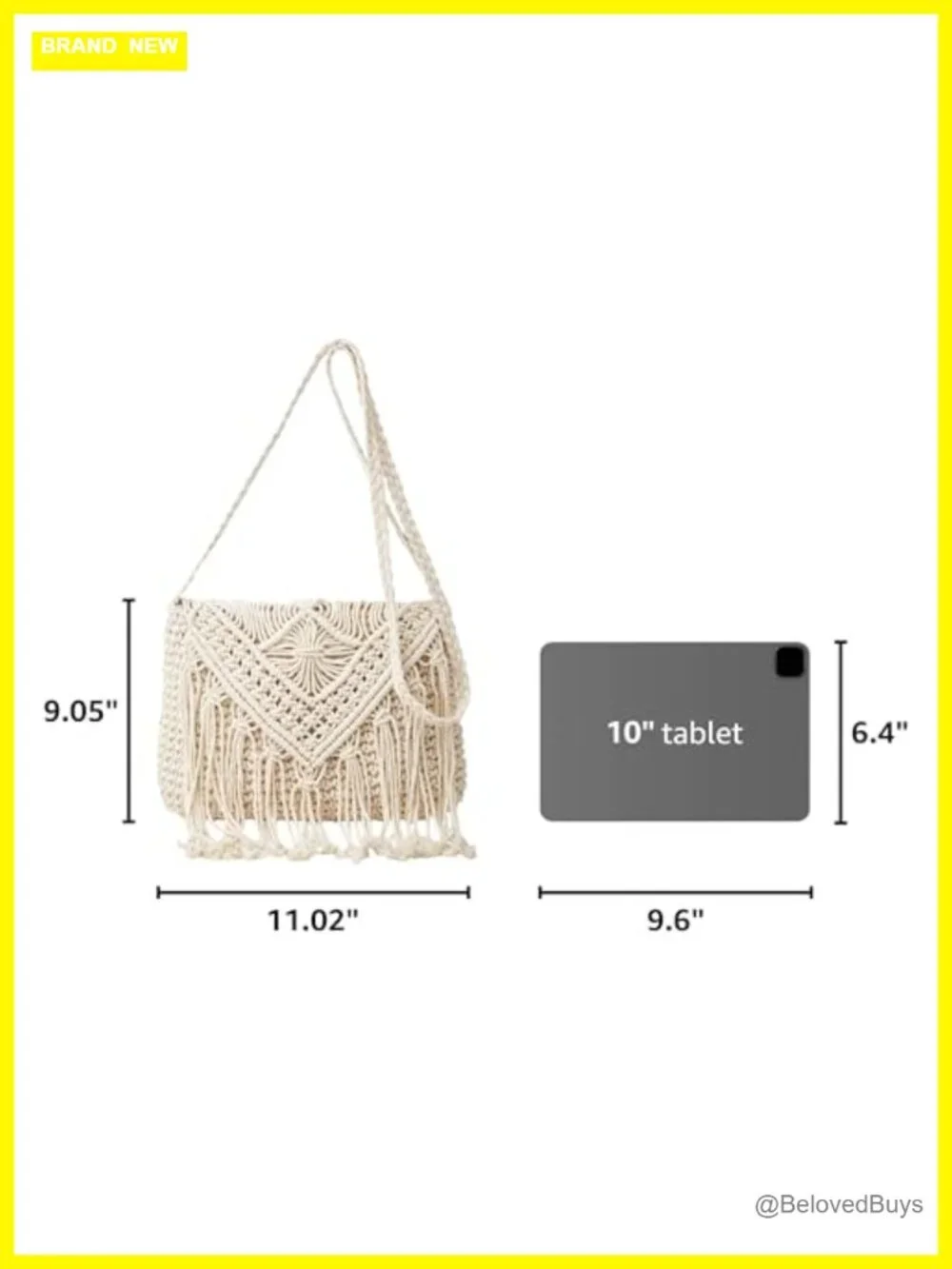 Macrame Hobo Satchel Bag Knit Summer Beach Crossbody Purse Tassels Shoulder